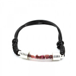 Pierres et Min&eacute;raux. Bracelet Rubis brut. Couleur noir.