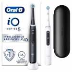 Oral-B iO 5 Lot De 2, Brosses &Agrave; Dents &Eacute;lectriques Noire et Blanche, 2 Brossettes