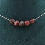 Pierres et Min&eacute;raux. Collier 5 perles Rhodochrosite du Br&eacute;sil Chaine en acier inoxydable Collier femmes, hommes. Taille personnalis