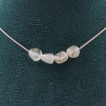 Pierres et Min&eacute;raux. Collier 4 perles Topaze du Br&eacute;sil Chaine en acier inoxydable Collier femmes, hommes. Taille personnalisable.