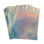 100x hoiukotid Rippumisavaga Alumiiniumfoolium Mylar T&otilde;mblukk Pikaajaline Holograafiline vikerkaarev&auml;rv Mugav kaasas kanda kott