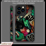 Vertikaalse mustriga nahast kest Abstraktse kunstiga tr&uuml;kitud mustriline P&otilde;rutuskindel Pehme silikoonist &uuml;mbris koos kaamera objektiivi t&auml;ieliku kaitsega iPhone'ile iPhone 15 Pro Max