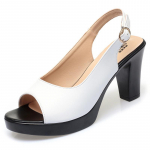 Summer Thick Heel Buckle Shoes Woman Open Toe Fish Mouth Patent Leather High Heel Casual Anti-slip Platform Sandals 34