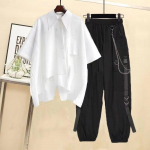 Suvised Naiste Vabad 2TK T&auml;navamoe R&otilde;ivad Vaba Pikkade Varrukatega S&auml;rk Pael Kett Cargo P&uuml;ksid 2-Osalised Komplektid Vabaaja Unisex Paari &Uuml;likonnad XXL