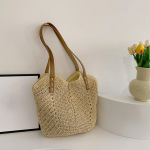 Vabaaja Suure Mahutavusega &Otilde;lgedest Punutud Rannakotid K&auml;sitsi Valmistatud Naiste Suure Mahutavusega &Otilde;lakott Daamide Suvine Reisi K&auml;ekott Ostukott 26x1x35cm beež