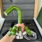 Kommiv&auml;rvi Valamu Kraan T&auml;ies Vasest Kuum ja K&uuml;lm Valamu Vannitoa Lauaplaat Alumine Valamu Integreeritud Kaheauguline Kraan roheline