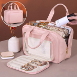 1 tk PU-nahast kahekihiline meigikott suure mahutavusega kosmeetikakott luksusliku kosmeetika korraldaja naiste reisitarbed must