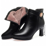 Naiste pahkluusaapad s&uuml;gis-talve uued k&otilde;rge kontsaga terava ninaga moesaapad paksu tallaga nahast saapad naistele pluss sametist naiste saapad 37