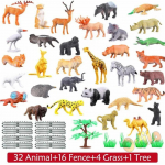 54 tk Mini Džungliloomade M&auml;nguasjade Komplekt Realistlikud Metsikud Plastikloomad &Otilde;ppem&auml;nguasjad Ol&uuml;fant Gazell Žiraff Gnu Gorill L&otilde;vi Tiiger
