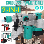 2-&uuml;hes elektriline l&ouml;&ouml;ktrell Rotary Hammer Laetavad harjad Akuvasara elektritrell 18V liitiumaku jaoks blue