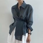L&otilde;dvalt langev pikkade varrukatega pluus naiste riided ebakorrap&auml;rane valge p&auml;ikesekaitse s&auml;rk naiste 2025 mood vabaaja n&ouml;&ouml;bitavad s&auml;rgid topid 15674 XXL tumesinine v&auml;rv