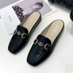 Baotou poolpapud naiste suvejalatsid kevad 2025 uus laisk Muller ruudukujuline nina lame &uuml;hed kingad poolaluskingad 35