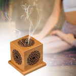 Incense Holder Box in Wood for Tabletop Use with Lid Relaxation Ice crack