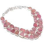 Rose Quartz Rough Handmade 925 Sterling Silver Jewelry Necklace 18 r5p63