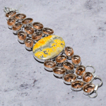 Bumblebee Jasper,Morganite Handmade 925 Sterling Silver Jewelry Bracelet 8 s8o15