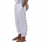 Puuvillane linane naiste p&uuml;ksid, vabad p&uuml;ksid mood Lihtsus Naiste vabaaja sirged p&uuml;ksid 2XL