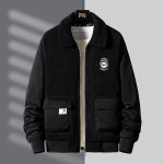 Talvine uus moodne teraviljaga sametist rinnamikrofoniga jope meestele, suur suurus puuvillane lukuga paksendatud soe meeste jope M