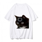 Funny Cat Emotion Print Lahtine T-s&auml;rk Kawaii Summer Fashion 100% puuvillane l&uuml;hikeste varrukatega Y2k Unisex Unisex riided Esteetilised r&otilde;ivad Unisex L