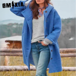 GMXIA naiste vintage vabaaja v&otilde;reprint S&uuml;gistalv pikkade varrukatega POLO kaelajoped ja mantlid XXXL sinine