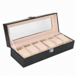 6-pesaline kellakarp PU-nahast ristk&uuml;likukujuline k&auml;ekella esitluskarp korraldaja kingitus must