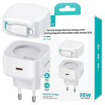 Usams Ład. Siec. 1Xusb-C Ze Zwijanymkablem Lighning Retractable Pd+Qc 35W Gan Fast Charging Biały/White Xmf Series Cc209Tc02 (Us-Cc209)