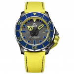 M2Z Diver 200 Safiirklaas Kollane Rihm Hall Ketas Automaatne 200-006 200M Meeste K&auml;ekell hall