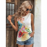 Naiste moe vabaaja suve kevadlillemustriga varrukateta pluusid ja s&auml;rgid L sinine