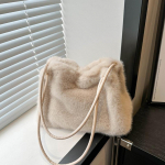 Naiste kohev &otilde;lakott &Uuml;lemise k&auml;epidemega kott Uus mood naiste s&uuml;gistalvine k&auml;ekott Pehme pl&uuml;&uuml;sis mitmek&uuml;lgne ostukott 25x15x21cm