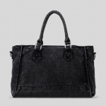 Moodne suur mahutavusega kott Lihtne teksariidest &uuml;he&otilde;lakott Mitmek&uuml;lgne crossbody kott naistele must