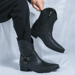 Meeste L&auml;&auml;ne Kauboisaapad Terava Ninaga Vabaaja Retro Kleit Mustad Nahksaapad Meeste K&otilde;rged Saapad Pluss Suurus EU:38 must