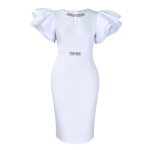D580 Euroopa ja Ameerika Suvine Ruffled Varrukaga Kivist Bodycon Peokleit XL valge