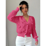 VAYLA Uus Talvine Naiste L&uuml;hike Kampsun, Pikkade Varrukatega Kudumid, Vabaaja Kampsunid, Elegantsed Kampsunid, Hubased Kampsunid Naistele, Pael Kampsunil S roosa