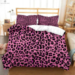 Roosa Leopardi Mustvalge Lihtsa Mustriga Tekikott 100% Pol&uuml;ester Voodipesukomplekt Tekikott Padjap&uuml;&uuml;r Kolmeosaline Komplekt EU 135x200cm 2PCS white