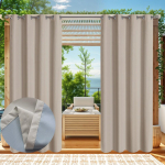 2 v&auml;liskardinat, privaatsusekraan, veekindel, &uuml;la- ja alaosas aasadega 140*275cm(2-Pack) beež