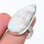 Natural Larimar Gemstone Handmade 925 Sterling Silver Jewelry Ring Size 9.5 w1o93