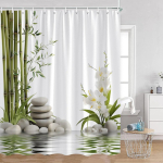 Zen Du&scaron;ikardinad Must Kivi Roheline Bambus Lootos Spa K&uuml;&uuml;nal Lilla Orhidee Looduslik Leht Vannitoakardin Meditatsioon Vannituba Dekoor 180x180cm-70x70in