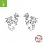 S925 Sterling H&otilde;be Mini Feilong Naastk&otilde;rvar&otilde;ngad Meestele ja Naistele Personaalne Mood Loom V&auml;ikesed Naastk&otilde;rvar&otilde;ngad 925 silver