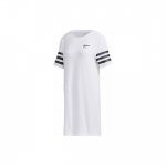 Adidas Neo V&auml;rviliste Plokkide Triibulise Multika Anime Mustriga Prinditud &Uuml;mmarguse Kaelusega Spordil&uuml;hikeste Varrukatega Kleit Naiste Kleidid Valge GK1558 XL