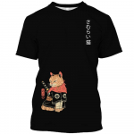 Animal Cat Print Meeste T-s&auml;rk Harajuku Armas lahtised l&uuml;hikeste varrukatega topid Mood Lihtsad T-s&auml;rgid Suured meeste naiste naiste unisex r&otilde;ivad 4XL