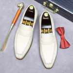 Moodsad Elegantsed Ehtsa Nahast Brogues Kingad Meeste &Auml;ri Kleidi Slip-On Loaferid Briti Mood Pulmapidu Valged Kingad Mehed 38 valge