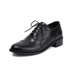 Mugavad Oxfordsi korterkingad Stiilsed naiste perforeeritud kontsaga Brogue Wingtip Klassikalised paelad Sadulkingad Nahast Jalatsid 35 must