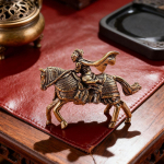Mulan on Horseback Statue Retro Antique Miniature Brass Figurine Bronze Figure for Tabletop