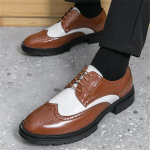 Disainer meeste terava ninaga valge-must lapiline Derby kingad Vabaaja Derby kingad Meeste pulmakleit Homecoming Ametlikud pulmajalan&otilde;ud 38