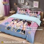 3 tk K-Pop Deemonik&uuml;ttide Prindiga s&uuml;damikuta Voodipesukomplekt Mitmesuuruseline Voodipesu &Uuml;hiselamu tekikott Pehme Dekoratsioon, Masinpestav 140x210cm-AU-Single&set