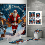 4TK Du&scaron;ikardinakomplektid Du&scaron;ikardina ja Vaipadega WC-kaane Vaip U-kujuline Matt ja Vannimatt Vannitoakomplekt 12 Konksuga One Size