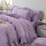 Prantsuse Seersuckeri tikitud poleeritud linad, tekikatted, padjap&uuml;&uuml;rid, kolmeosalised komplektid, neljaosalised komplektid 1.5m bed lilla