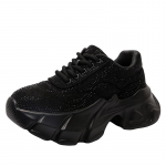 Moodne trend Naiste vabaaja platvormketsid Kevad S&uuml;gis Mood Luksuslik bling Daamide kingad V&auml;litingimustes 7CM platvorm Naiste spordijalan&otilde;ud 35 must