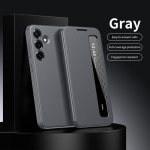 Nahast &uuml;mbris Samsung Galaxy A16 A17 A36 A55 A56 5G jaoks peegli ja Smart View aknaga, S-View &uuml;mbrised, Klapp-telefoni kate, Telefoni kaitseraamid Samsung A16 hall v&auml;rv