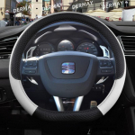 for Seat Leon FR MK1 MK2 MK3 1M 1P 5F KL1/KL8 Cupra Le&oacute;n Car Steering Wheel Cover PU Leather Non-slip Auto Accessories D shape Black
