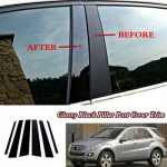 6 x Glossy Black Car Door Pillar Post Cover Trim For Benz ML350 ML550 W164 06-11
